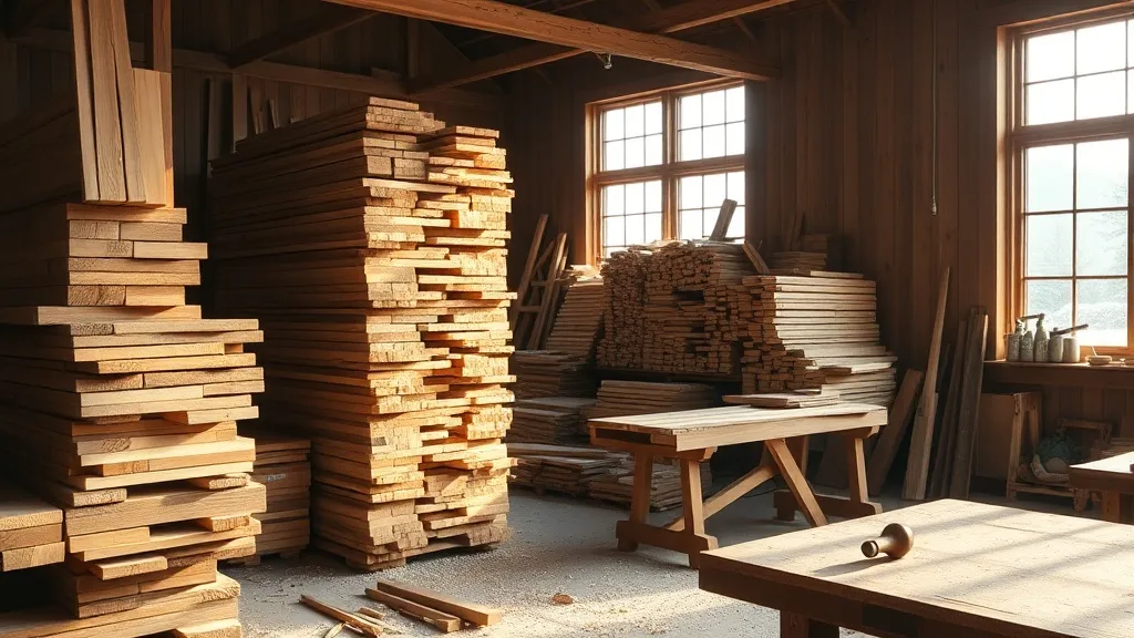 Werkstatt mit frisch gehobeltem Massivholz